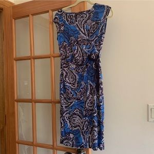 Blue Paisley Wrap Sheath Dress XS
